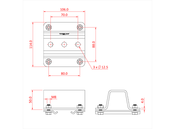 DOUGHTY studio rail 80 takbrakett 50mm M10/M12