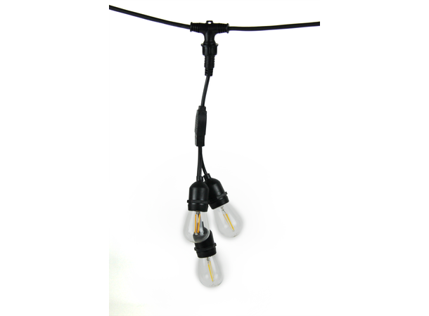 BEKAFUN Lyslenke E27 Pro Trippel 5m, 100cm Spacing, Sort, 15 sokler 