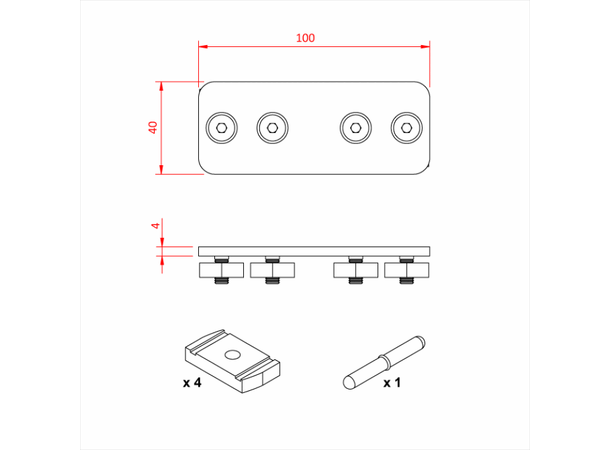 DOUGHTY Rail Joint Kit (incl. pin) Sort 