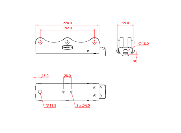 DOUGHTY T85195 Studio Rail 80 ELL 100kg, 6 Wheel Carriage-Braked 