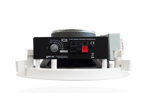 ECLER IC8 Himlingshøyttaler 8", 60W, 70/100V, Hvit 