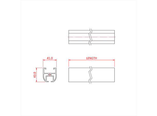 DOUGHTY Rail Straight section 3m, Sort 