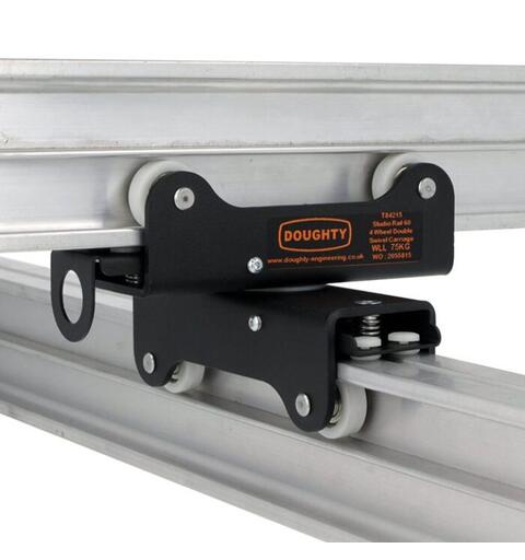 DOUGHTY T84215 Studio Rail 60-4 ELL 75kg, Double Swivel Braked, Sort