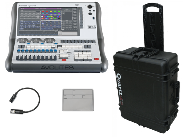 AVOLITES Quartz Console bundle 16 Univers, 4 DMX, Case, Littlite, Label