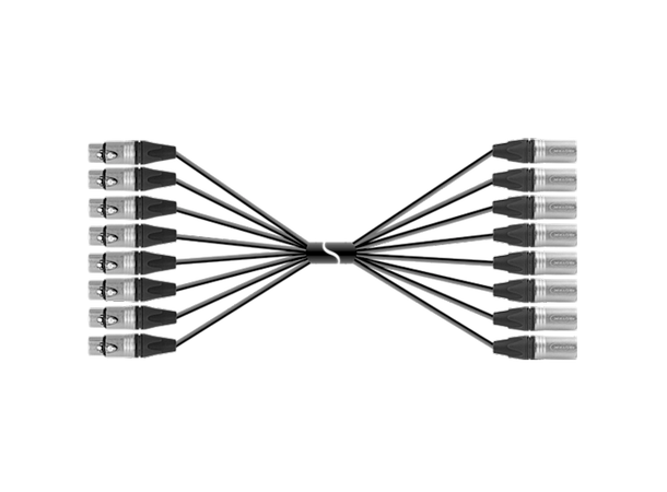 PROAUDIO TOUR40830L20BK Multikabel, Demo 20m, 8x XLRm - 8x XLRf 
