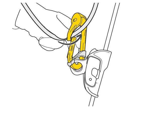 PETZL P74L Rollclip A Karabinkrok 20kN, Gul, aluminium, Non locking