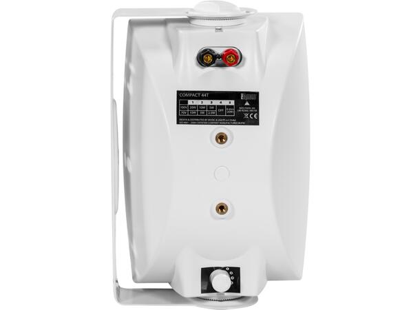 PROAUDIO COMPACT44TWH høyttaler 4"+1,5" Hvit. 15W/8ohm. 20-10-5W/100V.