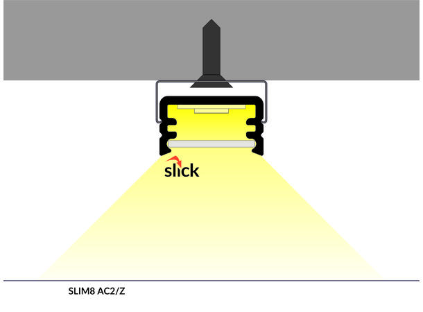TOPMET Aluprofil SLIM8_C2 12,2x7mm 2m, Alu, Opal click diffusor
