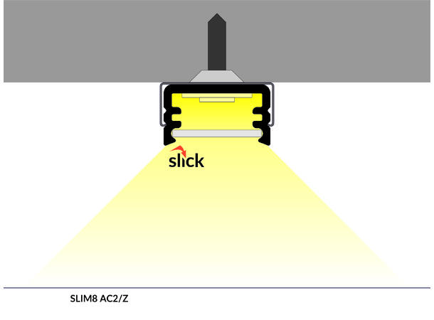 TOPMET Aluprofil SLIM8_C2 12,2x7mm 2m, Alu, Opal click diffusor