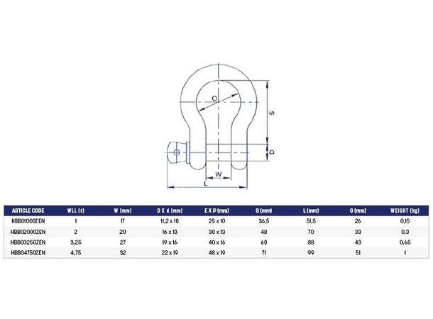 ELLER 1.5 tonn sjakkel med øyebolt Sort