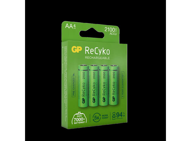 GP ReCyko AA-batteri, 2100mAh, 4-pk Oppladbart AA-batteri
