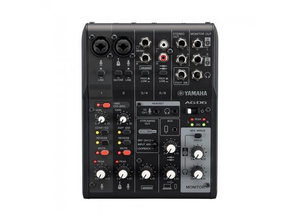 Yamaha AG06Mk2 mikser 2 mic/1 stereo line. USB interface, Sort
