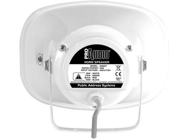 PROAUDIO HD62T Hornhøyttaler 15W/100V. IP66