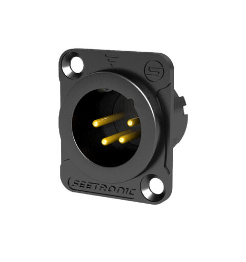 SEETRONIC MJ4F2C-BG XLR han, chassis 4 pin, Sort. D panel size