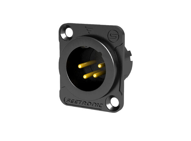 SEETRONIC MJ4F2C-BG XLR han, chassis 4 pin, Sort. D panel size
