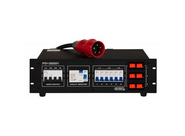 BRITEQ PD-32SH strømdistribusjon 6 x 16A ut på Schuko + harting og soca