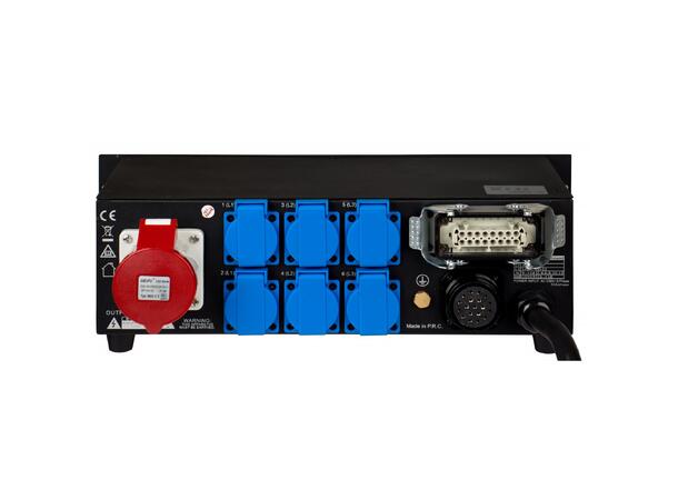 BRITEQ PD-32SH strømdistribusjon 6 x 16A ut på Schuko + harting og soca