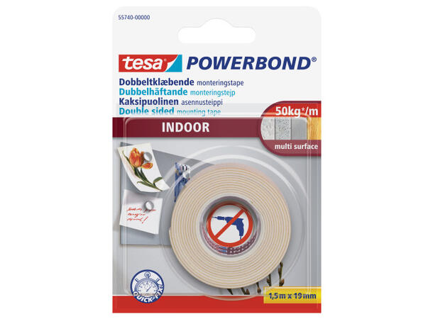 TESA 55741 Monteringstape, innendørs 19mm x 5m,