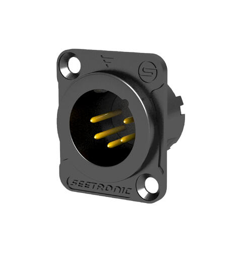 SEETRONIC MJ5F2C-BG XLR han, chassis 5 pin, Sort. D panel size