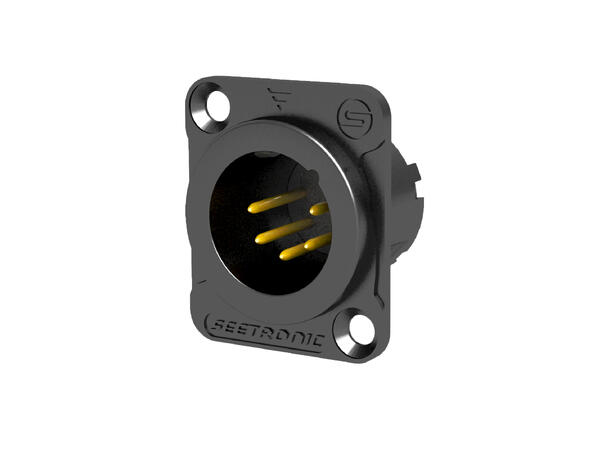 SEETRONIC MJ5F2C-BG XLR han, chassis 5 pin, Sort. D panel size