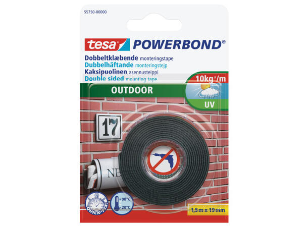 TESA 55751 Monteringstape, utendørs 19mm x 5m,