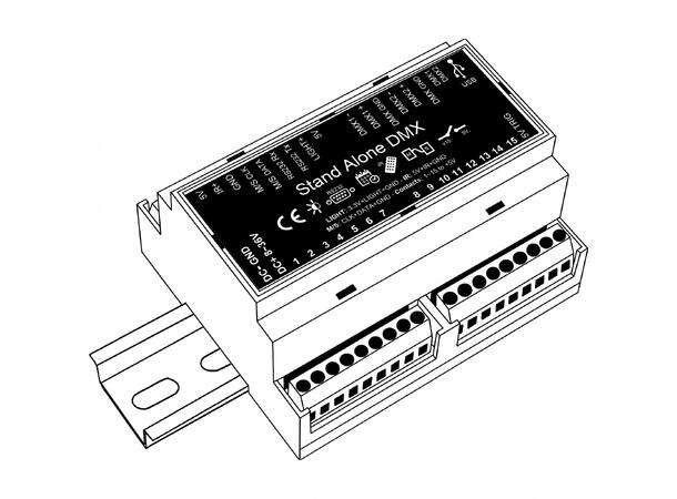 BRITEQ LD-1024 DIN DMX Interface 102ch/4MB, DIN rail, Chromateq software