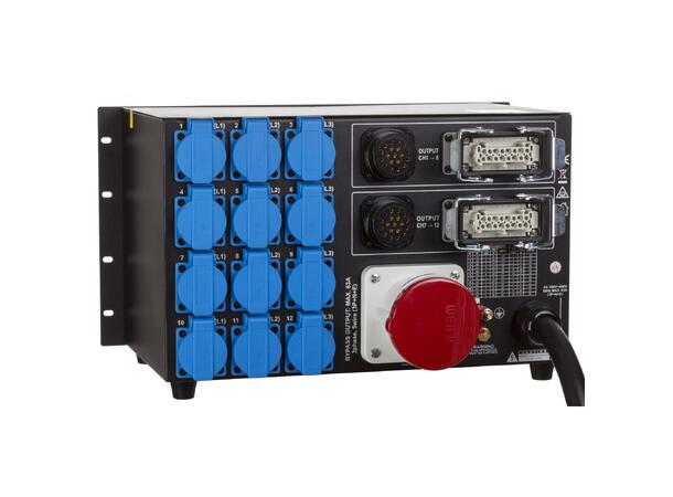 BRITEQ PD-63SH strømdistribusjon 12 x 16A ut på Schuko + harting og soca