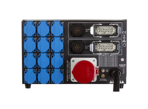 BRITEQ PD-63SH strømdistribusjon 12 x 16A ut på Schuko + harting og soca