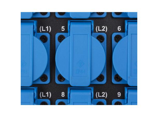 BRITEQ PD-63SH strømdistribusjon 12 x 16A ut på Schuko + harting og soca
