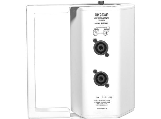 DAD ARK203MP Søylehøyttaler 50W, 2x3" Hvit. Maks SPL 108dB