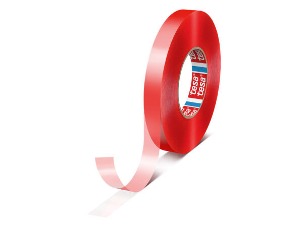 TESA 4965 Dobbeltsidig tape 9mm x 50m, transparent (rød PP-liner)