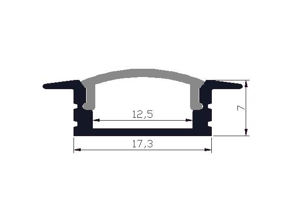SBL aluprofil 2 meter 25x0,7 mm Med melkehvitt deksel. Endestykker inkl.