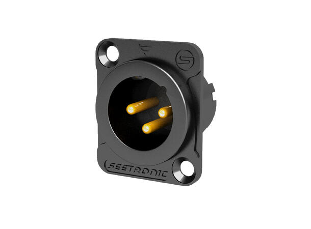SEETRONIC MJ3F2C-BG XLR han, chassis 3 pin, Sort. D panel size