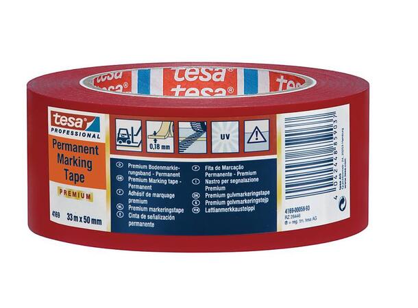 TESA 4169  Dansematte/gulvmarkeringstape 50mm x 33m, rød