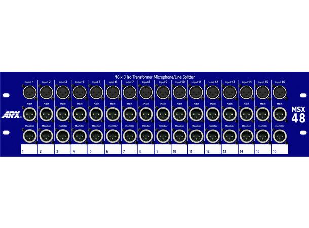 ARX MSX 48 Splittsystem 16 kanaler 1:3 splitt. Trafobalansert