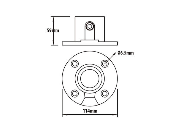 KUPO KPC-131 base flange Ø48mmrørklemme.TUV