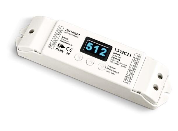 LTECH LED driver for single color LED Maks 12A. 12-24VDC inn. Display, DMX