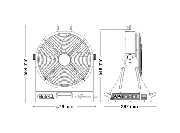 BRITEQ Hurricane kraftig effektvifte Opp til 3500m³/hr, 58m³/min (2060 cfm)