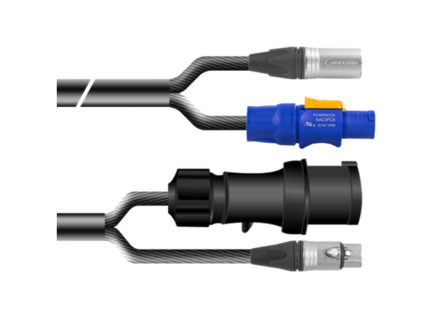 PROAUDIO TOUR66680L15BK Kombikabel 15m, XLRm-XLRf 3p+ Powercon/CEE, 2,5mm2