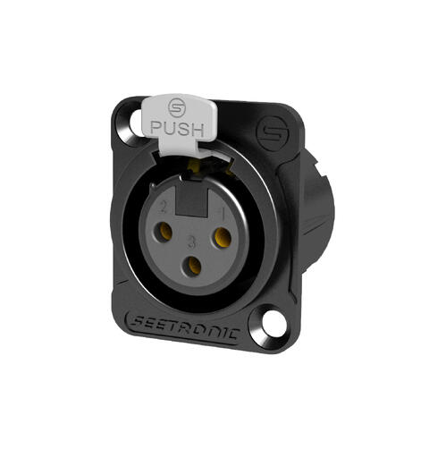 SEETRONIC MK3F2C-BG XLR hun, chassis 3 pin, Sort. D panel size