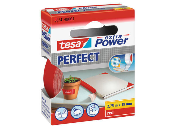 TESA 56341 Power Perfect 19mm x 2,75m, rød