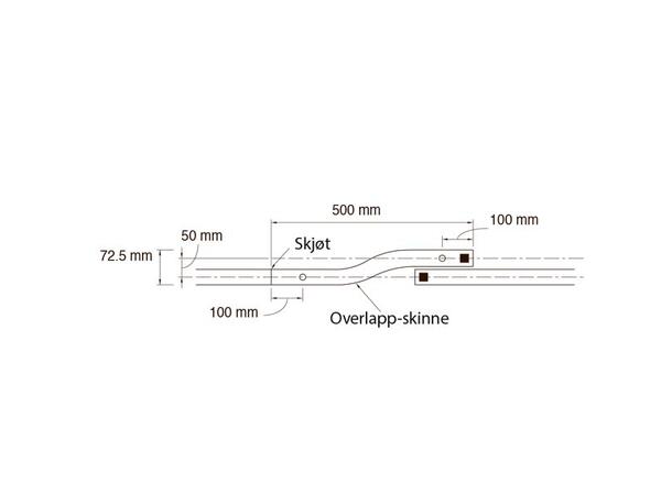 TOSO ND Overlapp Skinne 0,5 m, Sølv 0,5 m