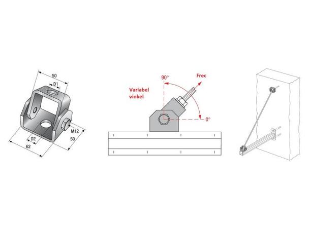 MOTEK Universalvinkel MQP-U M12 Hull Ø12,5mm, gods 5mm. Pakke á 10 stk