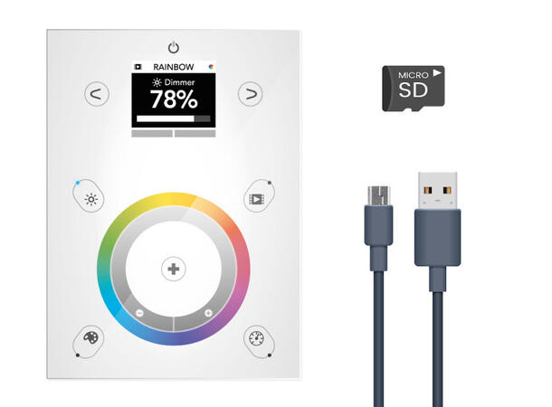 NA STICK-DE3 lyskontroller for veggmont. 1024ch, USB/ETHERNET, glasspanel