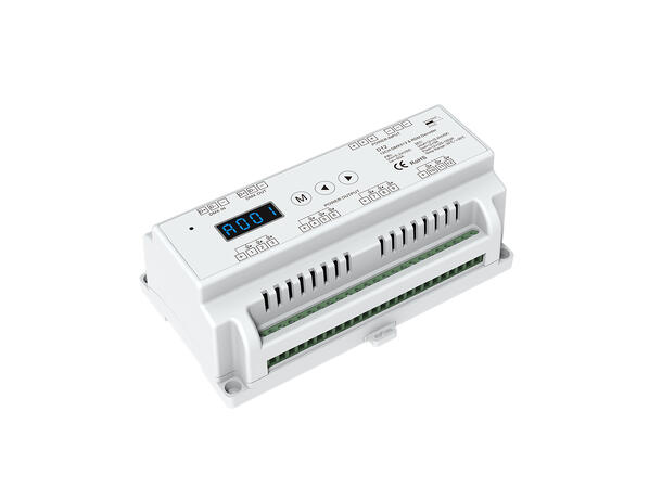 SBL LED driver 12 kanaler. DMX 512. DIN Maks 12x5A. 5-24VDC inn.