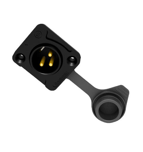 SEETRONIC J3F2C-W-B XLR han, chassis 3 pin, Sort. D panel size. IP65