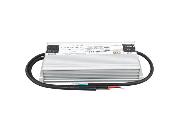 MEANWELL Strømforsyning 24VDC, 480W 20A. For LED strip etc. IP 67