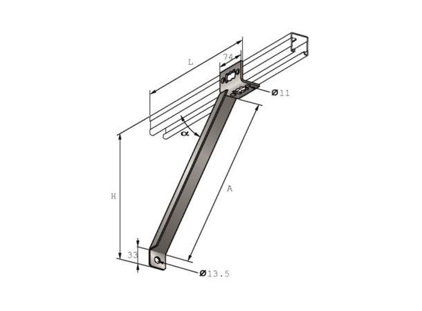 MOTEK MQK-SL Vinkelstøtte Ø13,5mm ankerhull