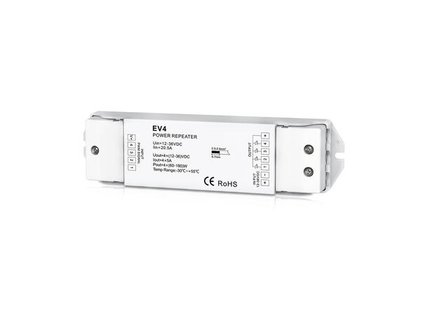 SBL power repeater 4 kanal Maks 4x5A. 12-24VDC inn. 2.4 GHz trådløs