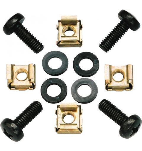 KAGU M6 rackskrue kit. 3mm nut 4x M6x16 mm,4x skiver, 4x 3mm nut